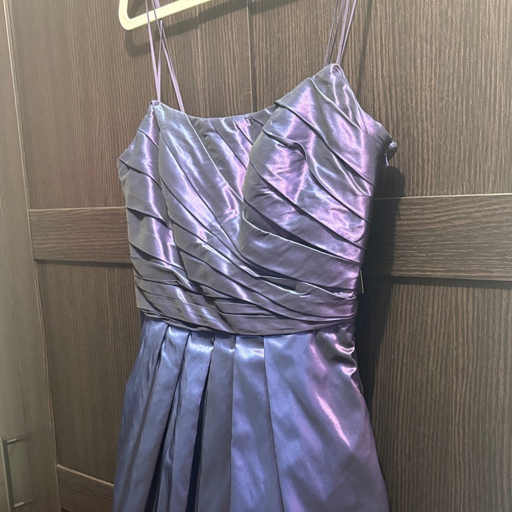 Theia Purple Satin Dress